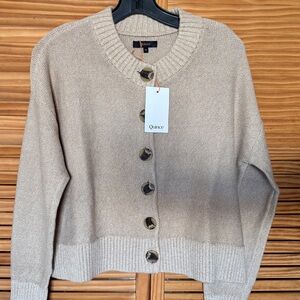 Quince Women's Beige Button-Up Cardigan